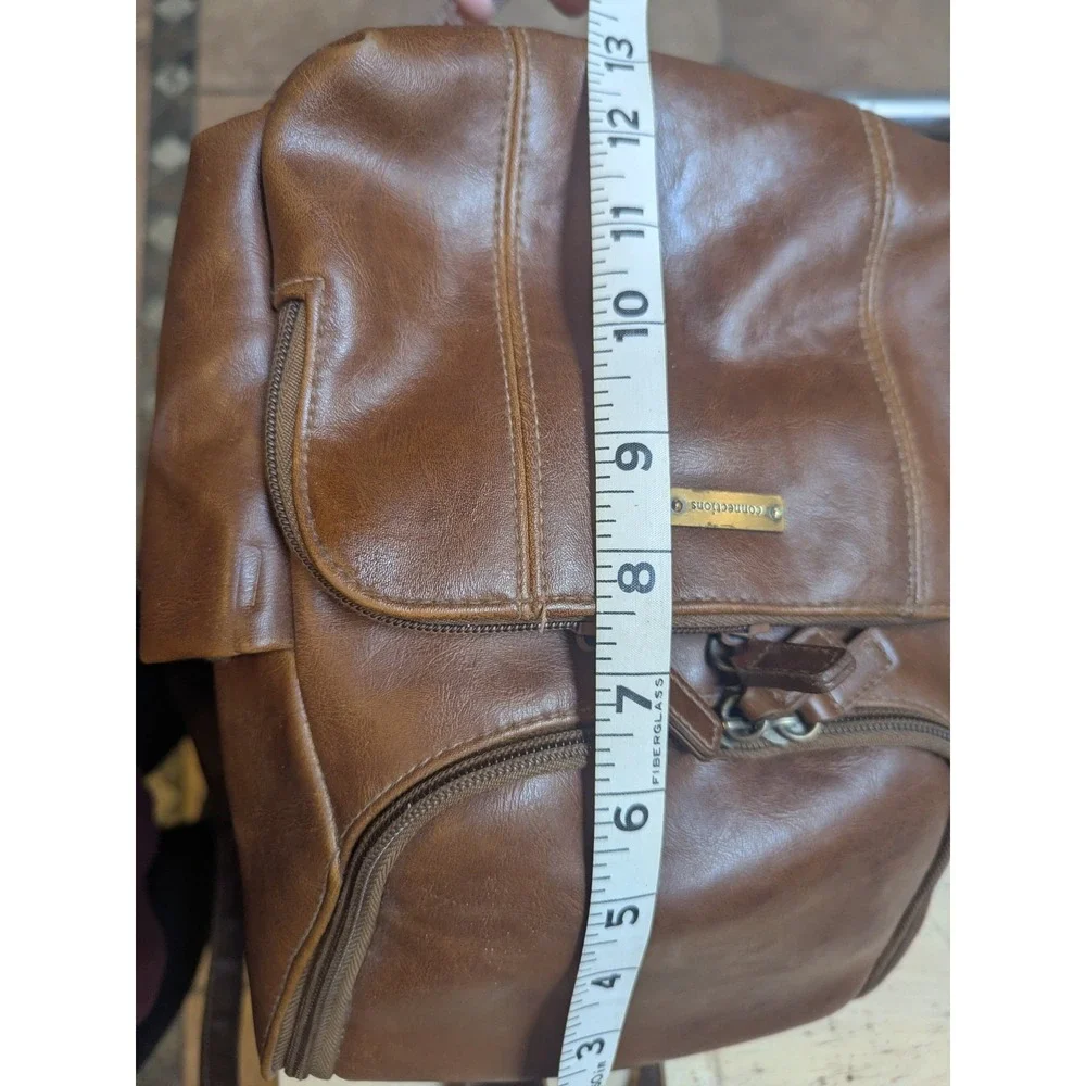 Connections Brown Faux Leather Shoulder Bag  Zip Top Handbag Brown